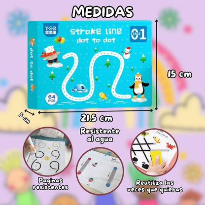 LIBRO PRE ESCOLAR REUTILIZABLE-LINESTROKE 64 PAGINAS (MEJORA LA MOTRICIDAD FINA Y COGNITIVA)